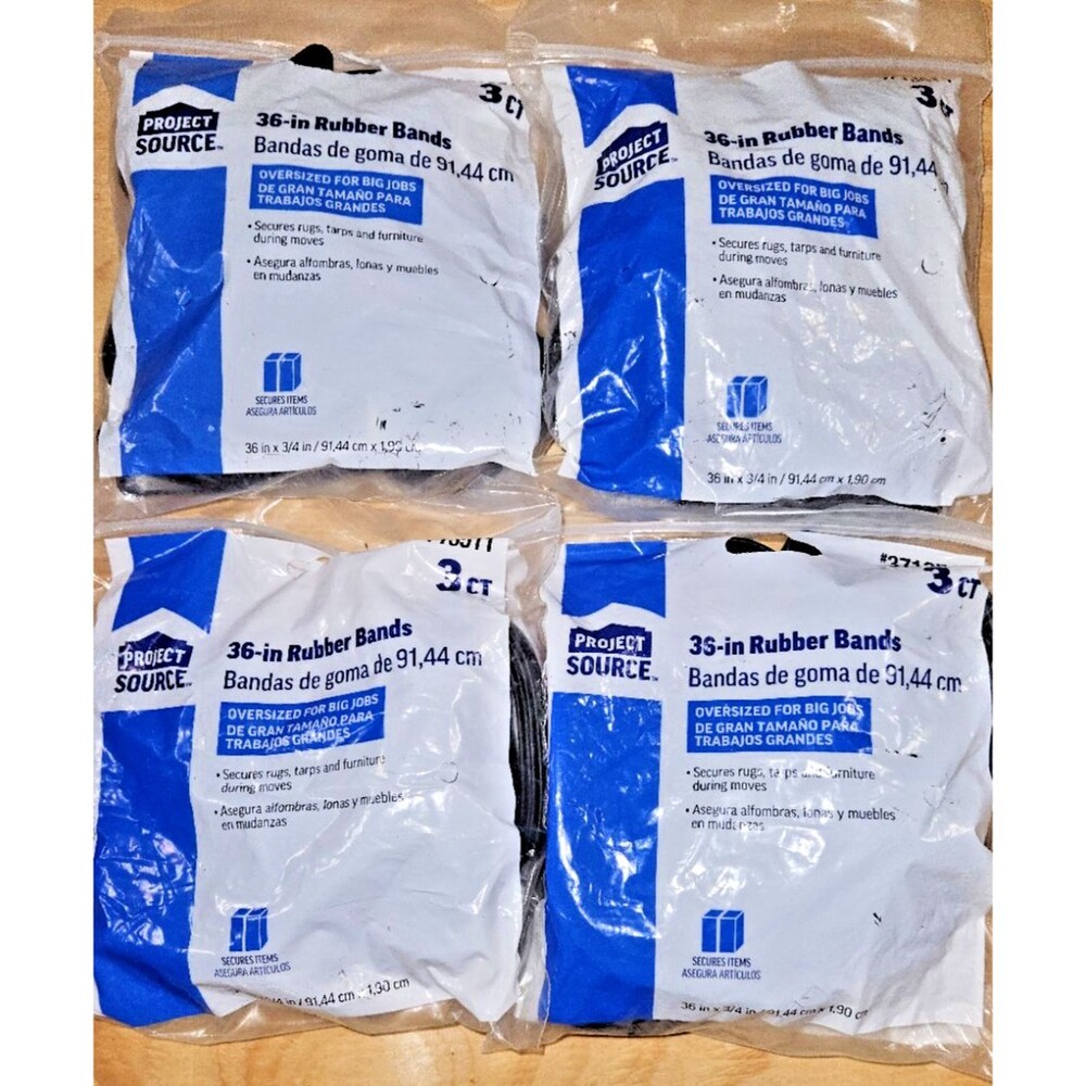36" Rubber Bands 4 packs of 3 12 total NEW Project Source 3 Ct heavy duty
